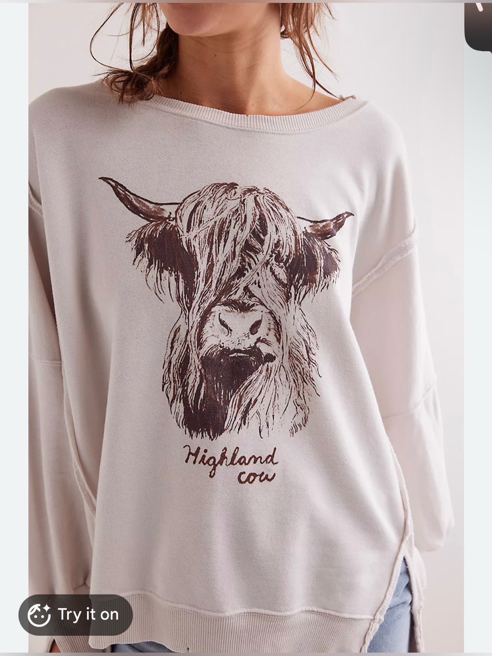 Free People We The Free Camden, Highland Cow MED NWOT